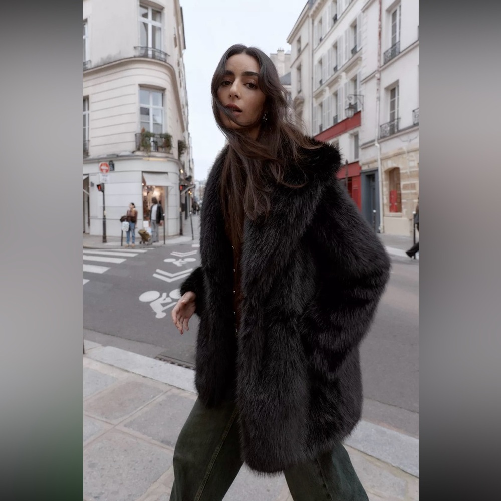 New ZARA Faux Fur Belted Coat - Picture 9 of 16